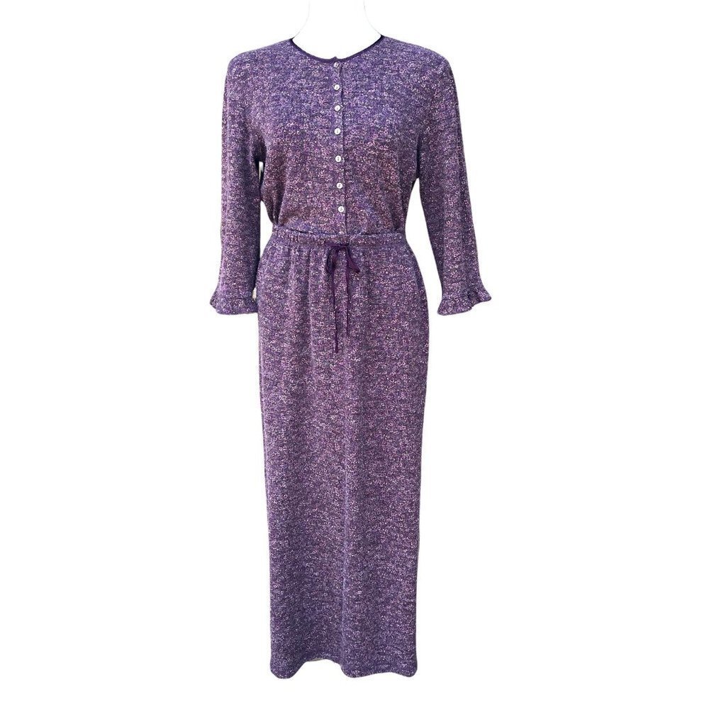 Vintage 90s J. Jill Sweater Skirt Suit Maxi Long sleeve Cardigan 2 Piece Lilac S